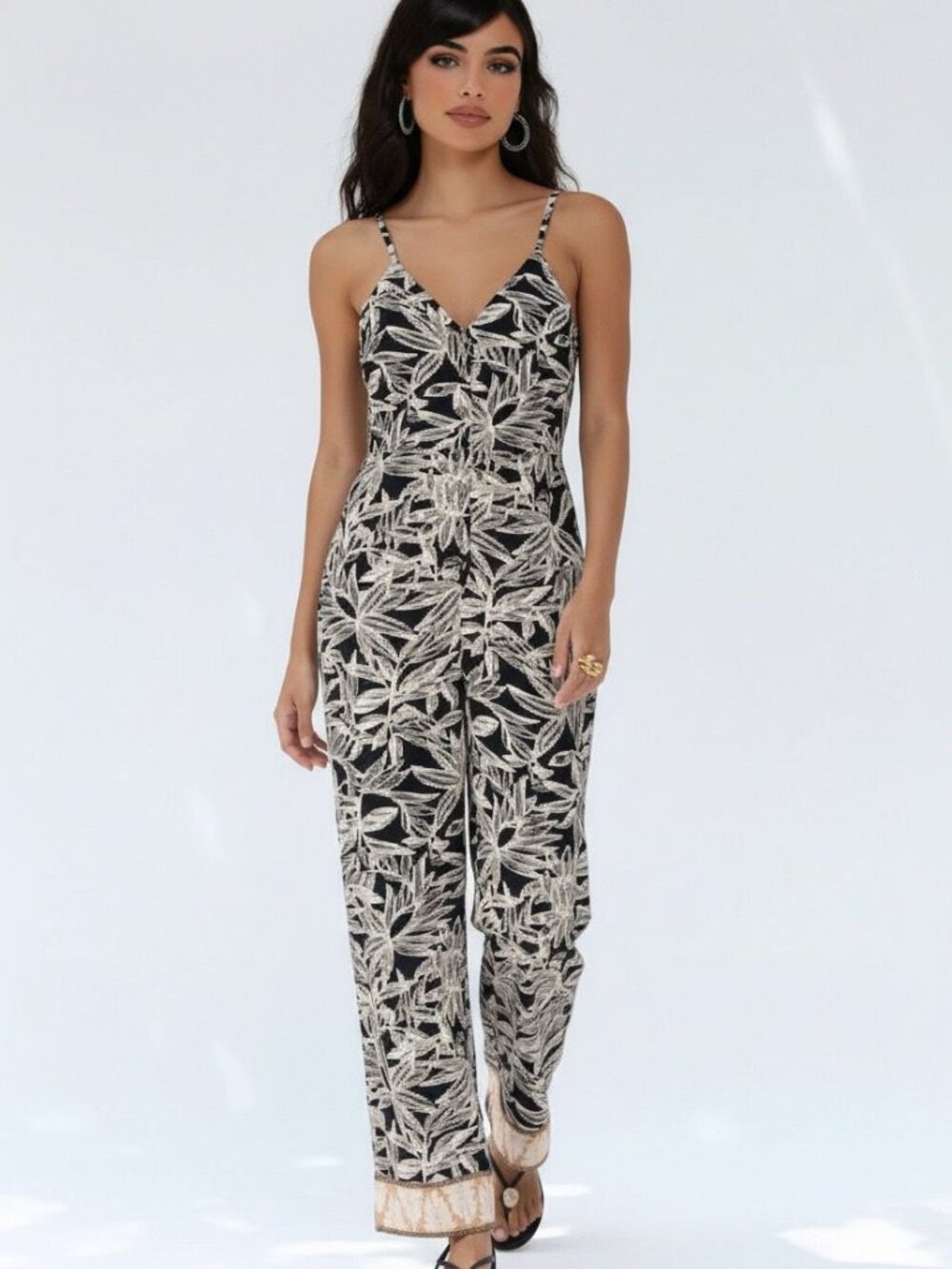 Zara Flare Leg Linen Jumpsuit
